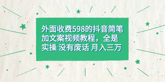 （7327期）外面收费598抖音简笔加文案教程，全是实操 没有废话 月入三万（教程+资料）-七安资源网