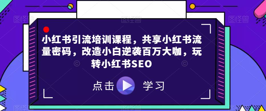 小红书引流培训课程，共享小红书流量密码，改造小白逆袭百万大咖，玩转小红书SEO-七安资源网