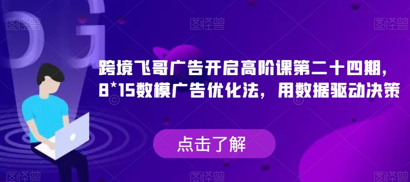 跨境飞哥广告开启高阶课第二十四期，​8*15数模广告优化法，用数据驱动决策-七安资源网