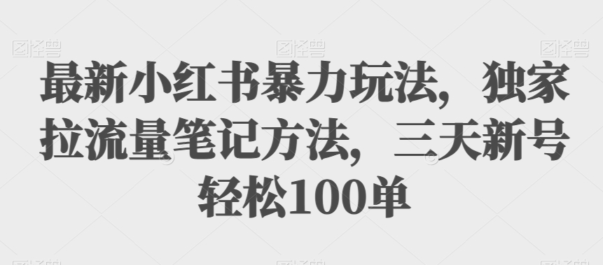 最新小红书暴力玩法，独家拉流量笔记方法，三天新号轻松100单【揭秘】-七安资源网