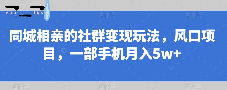 同城相亲的社群变现玩法，风口项目，一部手机月入5w+【揭秘】-七安资源网