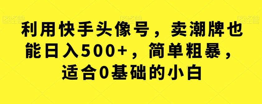 利用快手头像号，卖潮牌也能日入500+，简单粗暴，适合0基础的小白【揭秘】-七安资源网