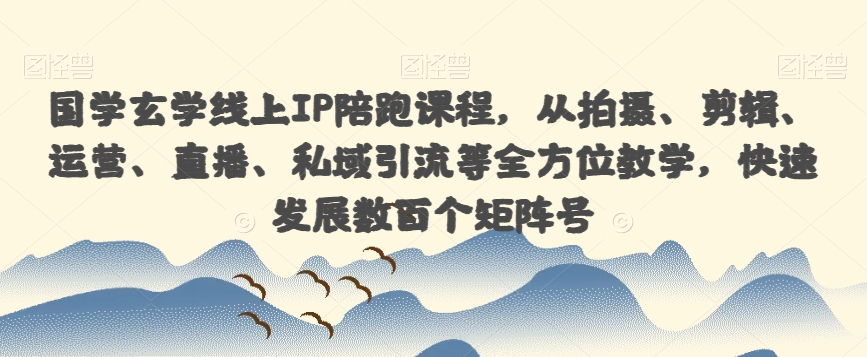 国学玄学线上IP陪跑课程，从拍摄、剪辑、运营、直播、私域引流等全方位教学，快速发展数百个矩阵号-七安资源网