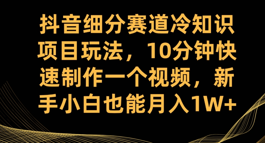 抖音细分赛道冷知识项目玩法，10分钟快速制作一个视频，新手小白也能月入1W+【揭秘】-七安资源网