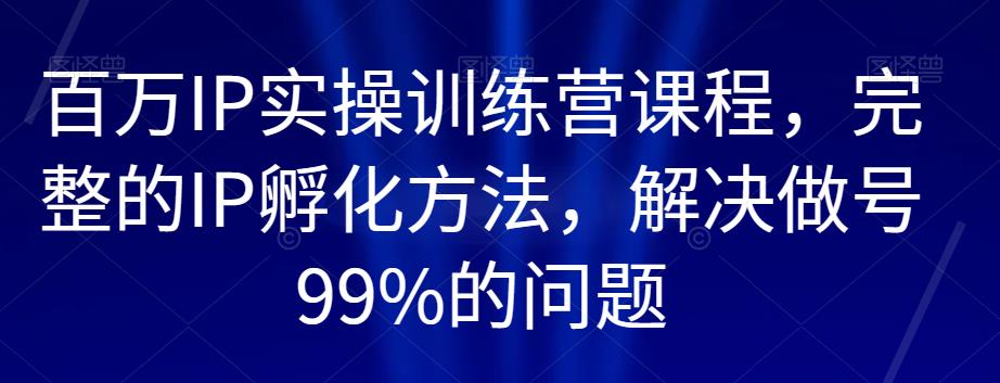 百万IP实操训练营课程，完整的IP孵化方法，解决做号99%的问题-七安资源网