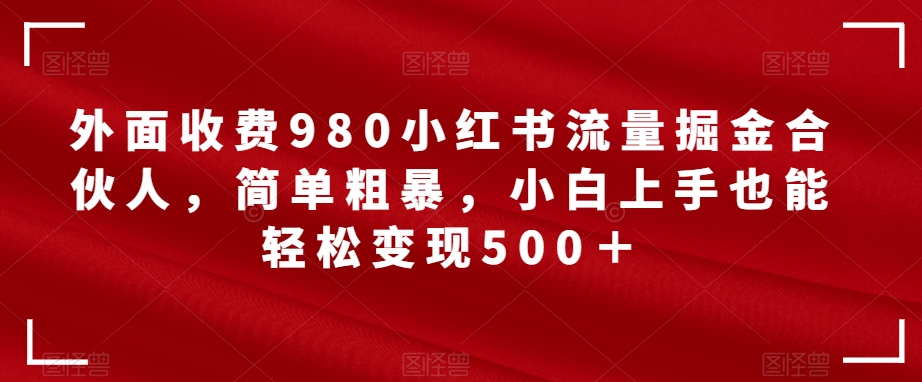 外面收费980小红书流量掘金合伙人，简单粗暴，小白上手也能轻松变现500＋【揭秘】-七安资源网