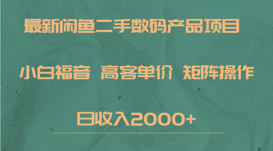 最新闲鱼二手数码赛道，小白福音，高客单价，矩阵操作，日收入2000+-七安资源网