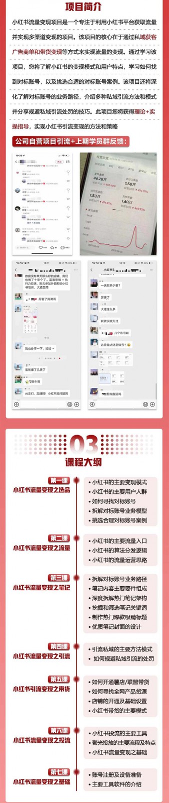 小红书流量·变现陪跑营（第8期）：私域获客广告商单和带货变现 月入10w+