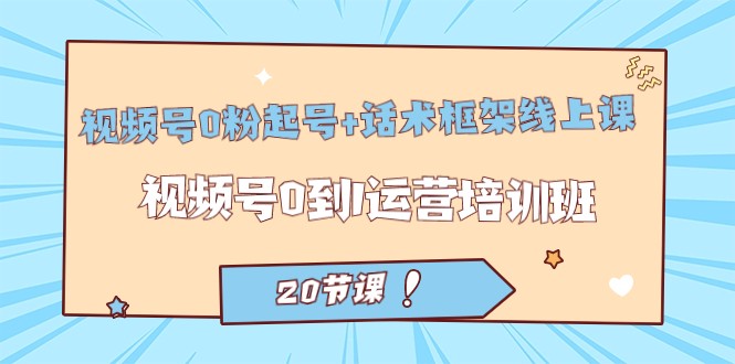 视频号·0粉起号+话术框架线上课：视频号0到1运营培训班（20节课）-七安资源网