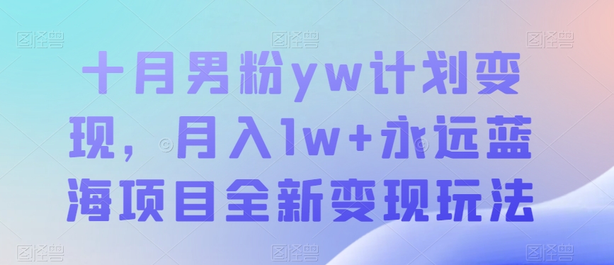 十月男粉yw计划变现，月入1w+永远蓝海项目全新变现玩法【揭秘】-七安资源网