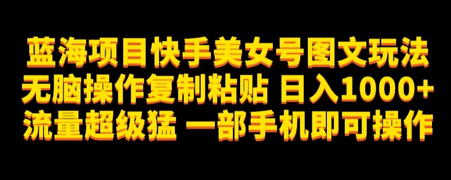 蓝海项目快手美女号图文玩法，无脑操作复制粘贴，日入1000+流量超级猛一部手机即可操作【揭秘】-七安资源网