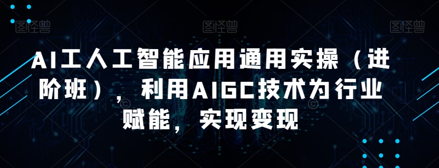 AI工人工智能应用通用实操（进阶班），利用AIGC技术为行业赋能，实现变现-七安资源网