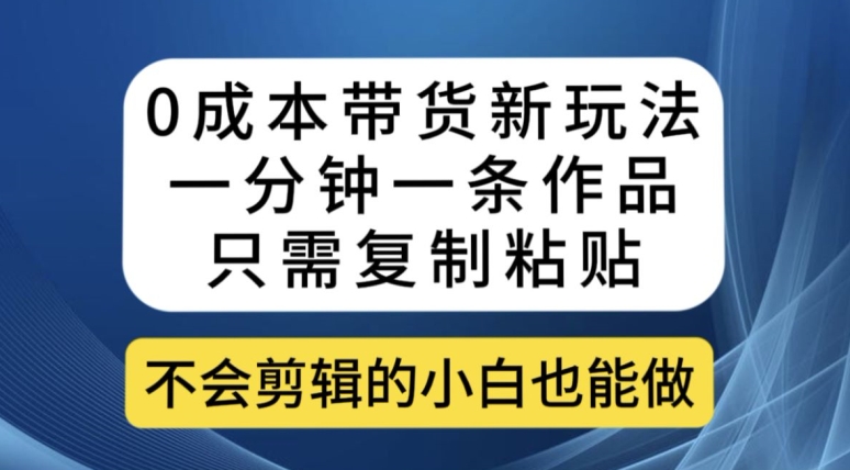 0成本带货新玩法，一分钟一条作品，只需复制粘贴就可以做-七安资源网