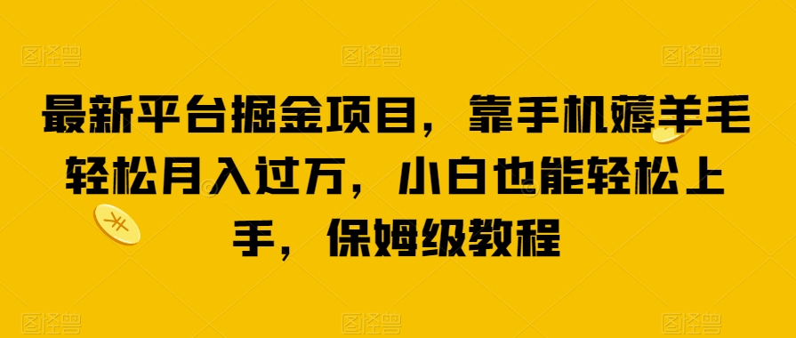 最新平台掘金项目，靠手机薅羊毛轻松月入过万，小白也能轻松上手，保姆级教程【揭秘】-七安资源网