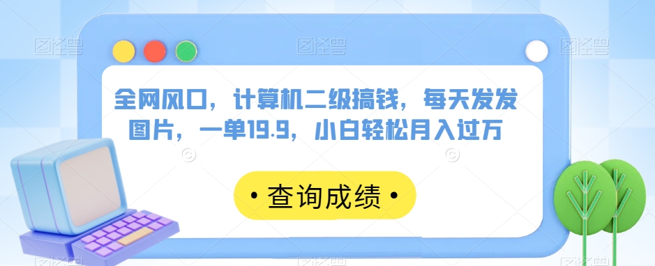 全网风口，计算机二级搞钱，每天发发图片，一单19.9，小白轻松月入过万【揭秘】-七安资源网