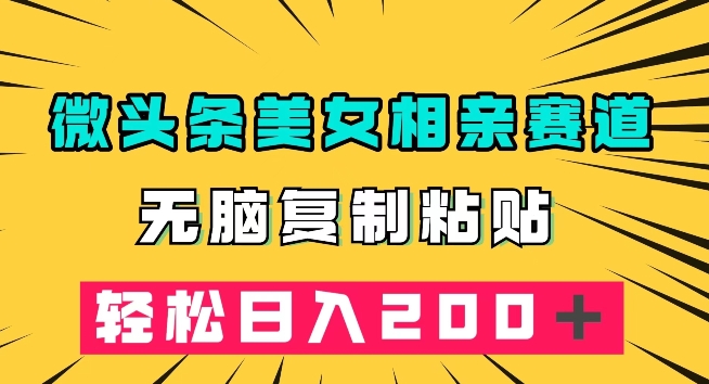 微头条冷门美女相亲赛道，无脑复制粘贴，轻松日入200＋【揭秘】-七安资源网