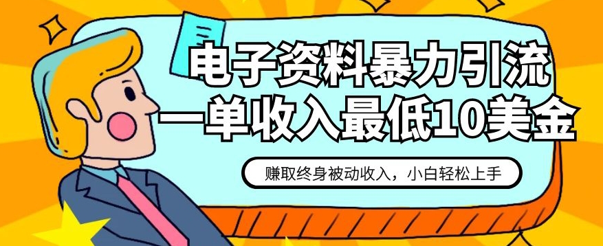 电子资料暴力引流，一单最低10美金，赚取终身被动收入，保姆级教程【揭秘】-七安资源网