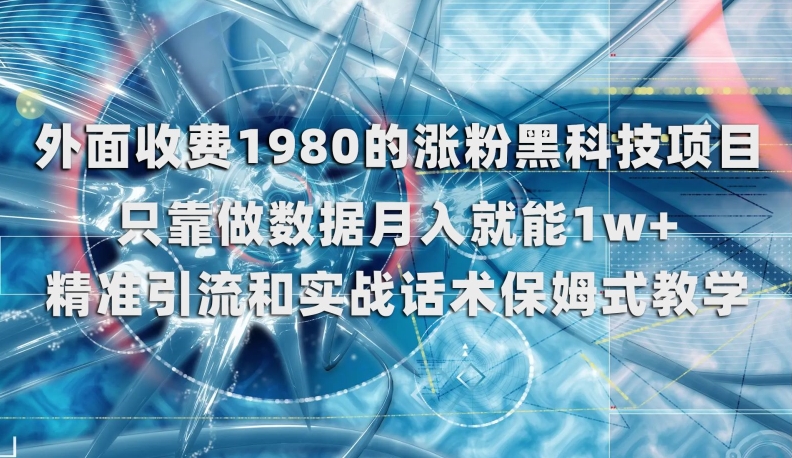 外面收费1980的涨粉黑科技项目，只靠做数据月入就能1w+【揭秘】-七安资源网