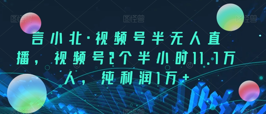 言小北·视频号半无人直播，视频号2个半小时11.7万人，纯利润1万+-七安资源网