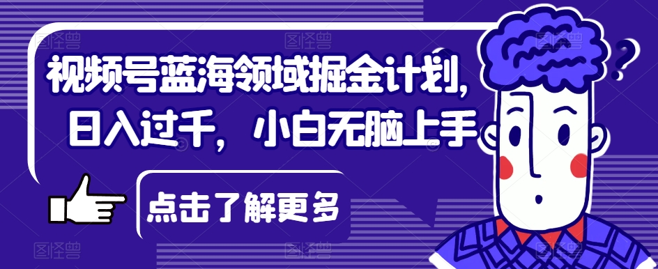 视频号蓝海领域掘金计划，日入过千，小白无脑上手【揭秘】-七安资源网