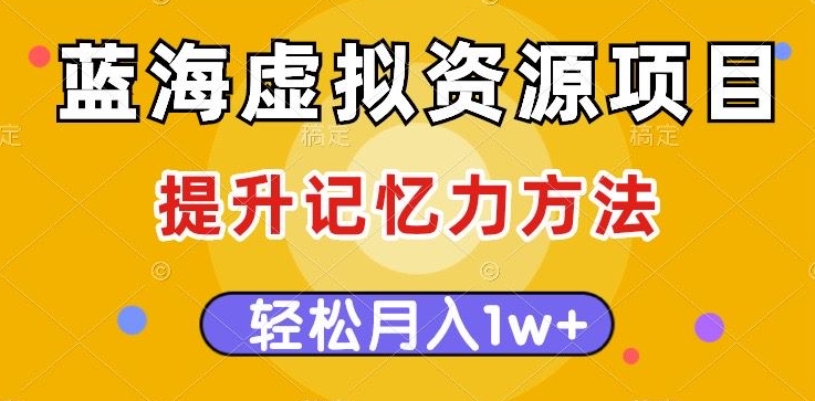 蓝海虚拟资源项目，提升记忆力方法，多种变现方式，轻松月入1w+【揭秘】-七安资源网