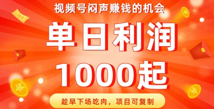 视频号闷声赚钱的机会，趁早下场吃肉，项目可复制，单日利润1000起【揭秘】-七安资源网