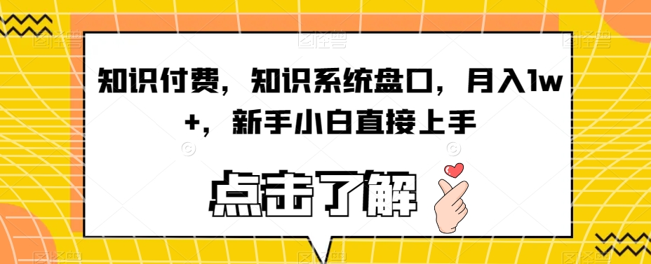 知识付费，知识系统盘口，月入1w+，新手小白直接上手-七安资源网