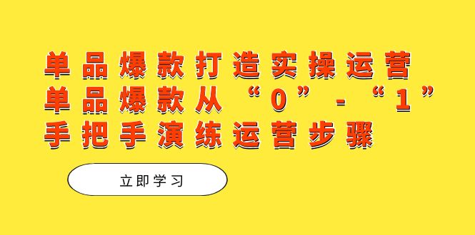 （7488期）单品爆款打造实操运营，单品爆款从“0”-“1”手把手演练运营步骤-七安资源网