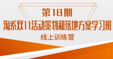 淘系双11活动策划和落地方案学习班线上训练营（第18期）-七安资源网