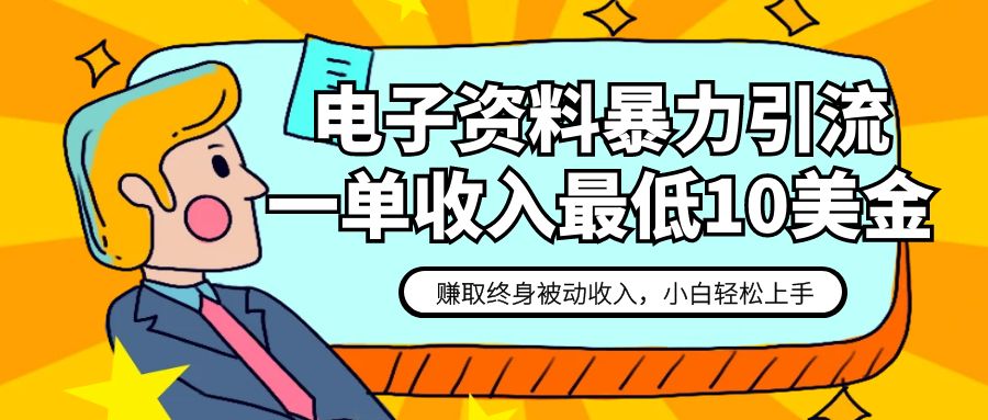 电子资料暴力引流，一单最低10美金，赚取终身被动收入，保姆级教程-七安资源网