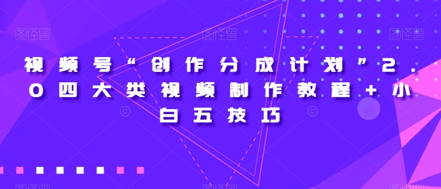 视频号“创作分成计划”2.0四大类视频制作教程+小白五技巧【揭秘】-七安资源网