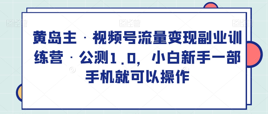 黄岛主·视频号流量变现副业训练营·公测1.0，小白新手一部手机就可以操作-七安资源网