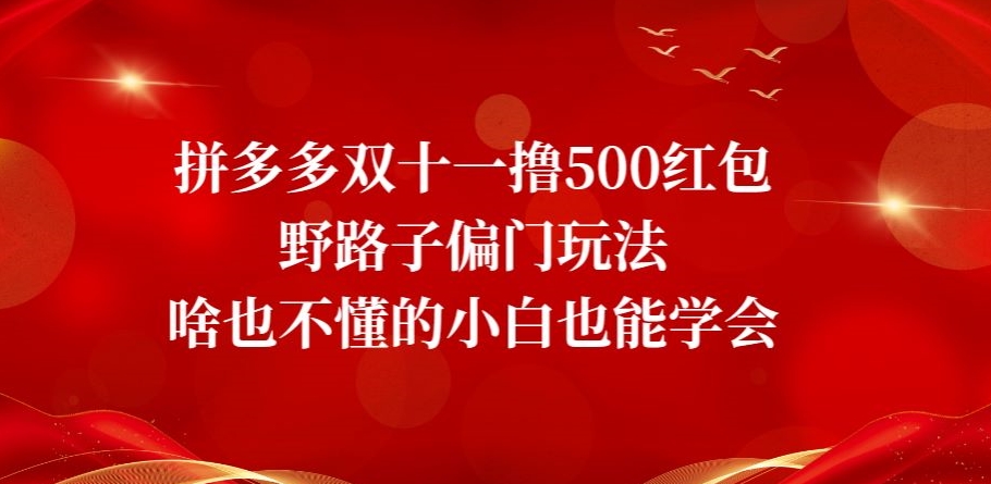 拼多多双十一撸500红包野路子偏门玩法，啥也不懂的小白也能学会【揭秘】-七安资源网