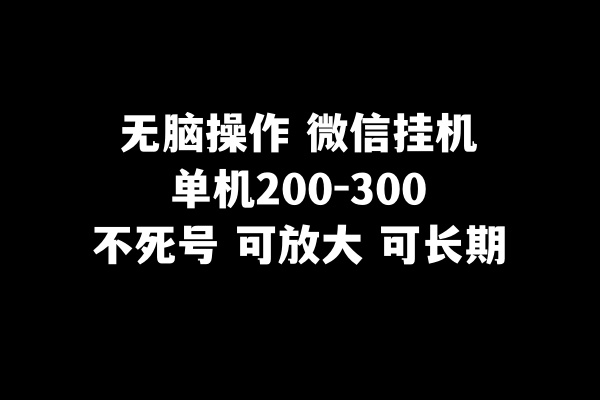 无脑操作微信挂机单机200-300一天，不死号，可放大-七安资源网