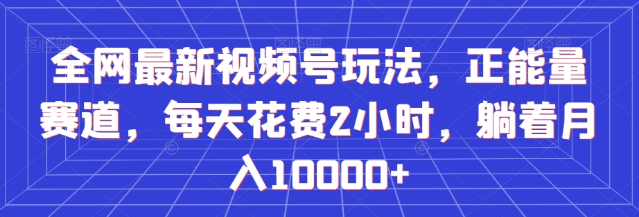 全网最新视频号玩法，正能量赛道，每天花费2小时，躺着月入10000+【揭秘】-七安资源网