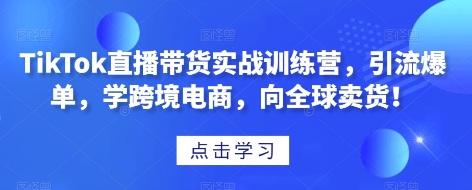 TikTok直播带货实战训练营，引流爆单，学跨境电商，向全球卖货！-七安资源网