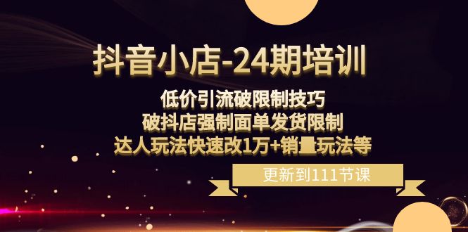 （8394期）抖音小店-24期：低价引流破限制技巧，破抖店强制面单发货限制，达人玩法…-七安资源网