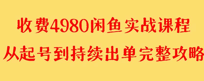 （8359期）外面收费4980闲鱼无货源实战教程 单号4000+-七安资源网