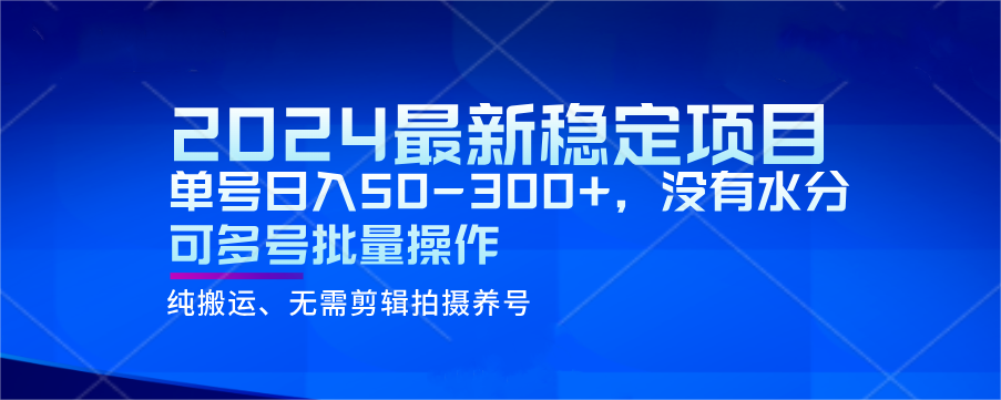 2024最新稳定风口项目，单号日入50-300+，没有水分 可多号批量操作-七安资源网