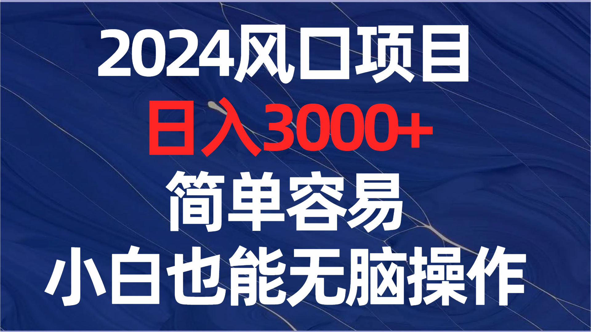 （8432期）2024风口项目，日入3000+，简单容易，小白也能无脑操作-七安资源网