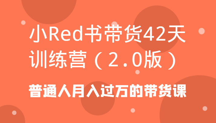 小Red书带货42天训练营（2.0版）普通人月入过万的带货课-七安资源网