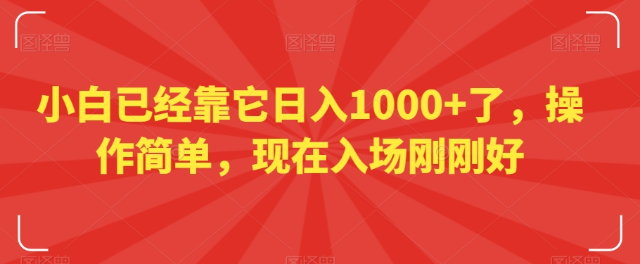 小白已经靠它日入1000+了，操作简单，现在入场刚刚好【揭秘】-七安资源网