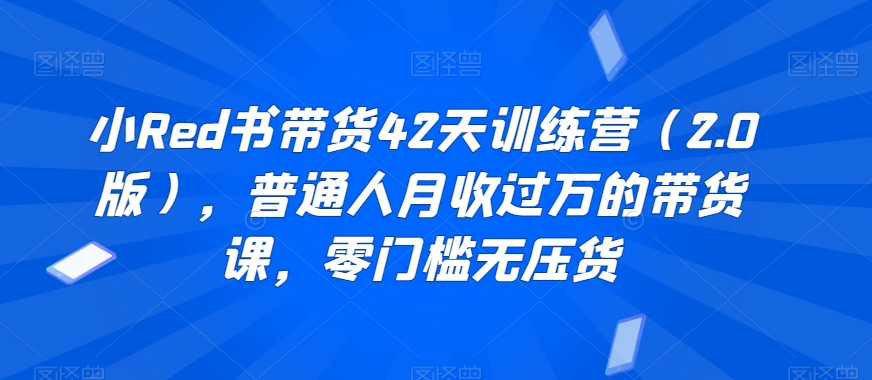 小Red书带货42天训练营（2.0版），普通人月收过万的带货课，零门槛无压货-七安资源网