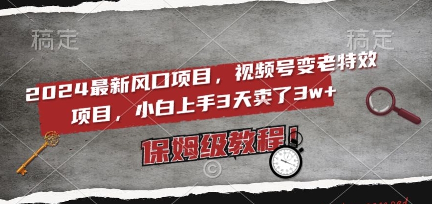 2024最新风口项目，视频号变老特效项目，电脑小白上手3天卖了3w+，保姆级教程【揭秘】-七安资源网