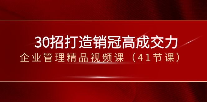 30招打造销冠高成交力-企业管理精品视频课（41节课）-七安资源网