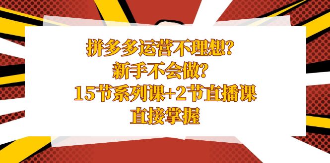 拼多多运营不理想？新手不会做？15节系列课+2节直播课学会直接掌握-七安资源网