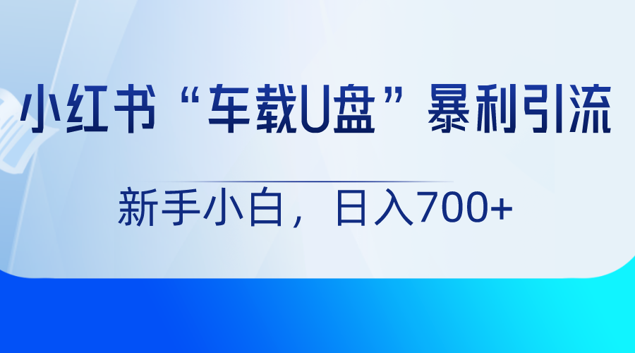 小红书“车载U盘”项目，暴利引流，新手小白轻松日入700+-七安资源网