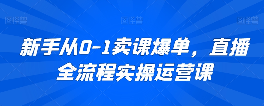 新手从0-1卖课爆单，直播全流程实操运营课-七安资源网