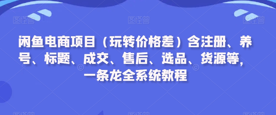 闲鱼电商项目（玩转价格差）含注册、养号、标题、成交、售后、选品、货源等，一条龙全系统教程-七安资源网