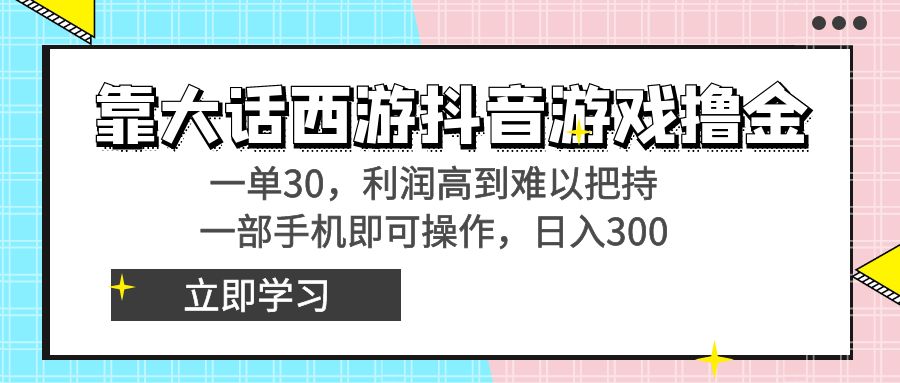 （8896期）靠大话西游抖音游戏撸金，一单30，利润高到难以把持，一部手机即可操作…-七安资源网